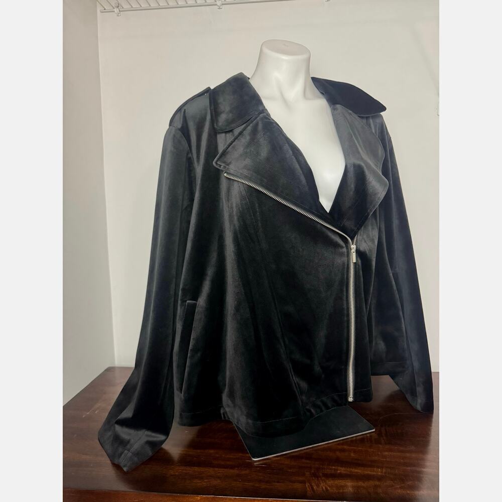 LC Lauren Conrad Black Velour Moto Jacket — Women’s Plus 4X, NWOT - Picture 2 of 10